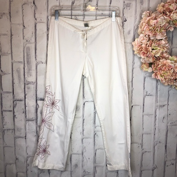 Prana off white organic cotton floral cropped pant - Picture 2 of 6